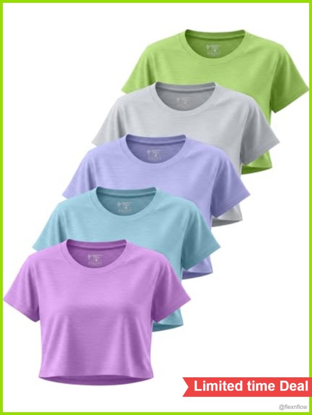 Women's Active Boxy Cropped Tees 5 Pack Lightweight Dry Fit Workout Tops
